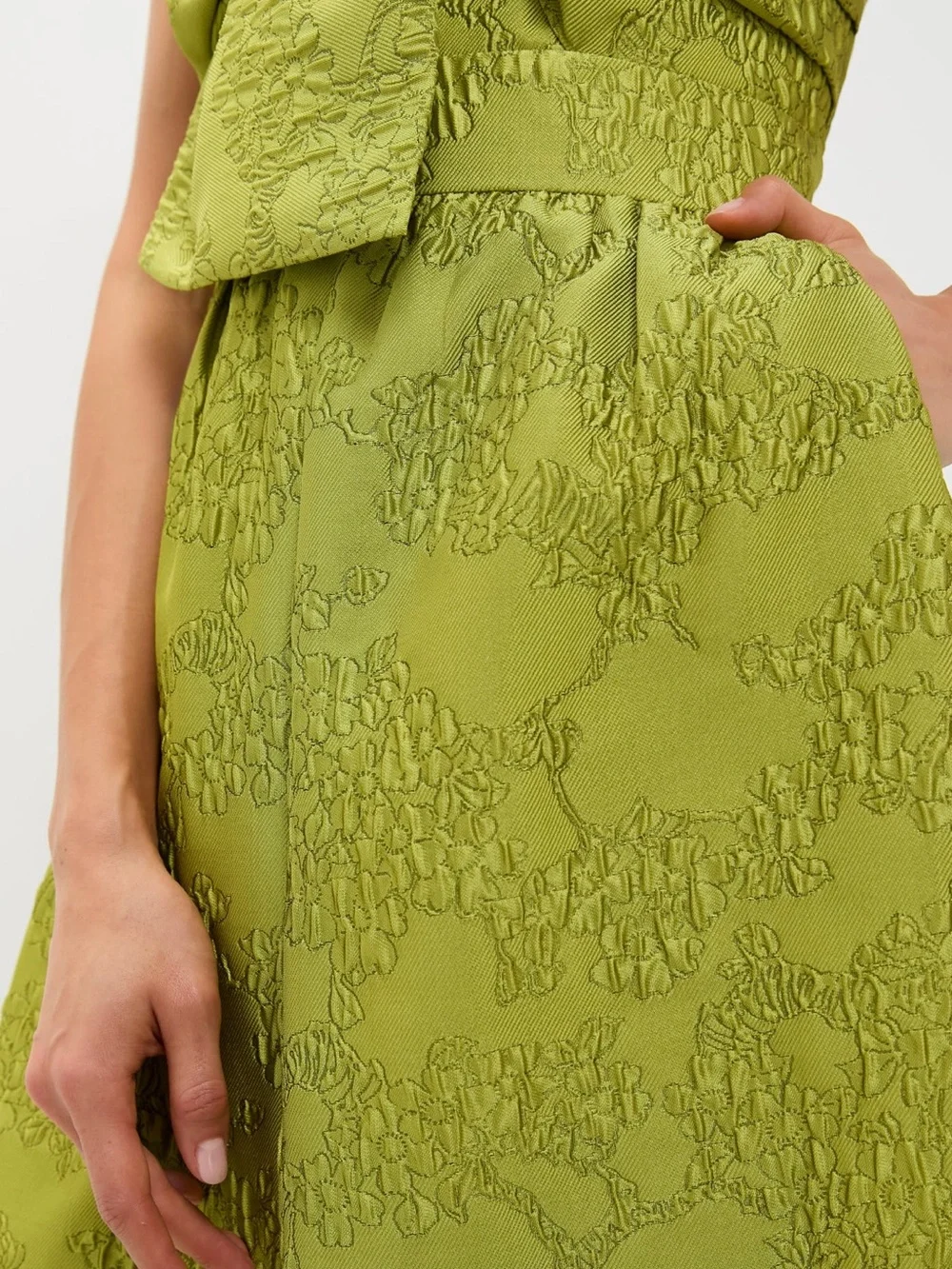 Tuckernuck Strapless Bow-Front Midi Dress in Chartreuse - Picture 4 of 6
